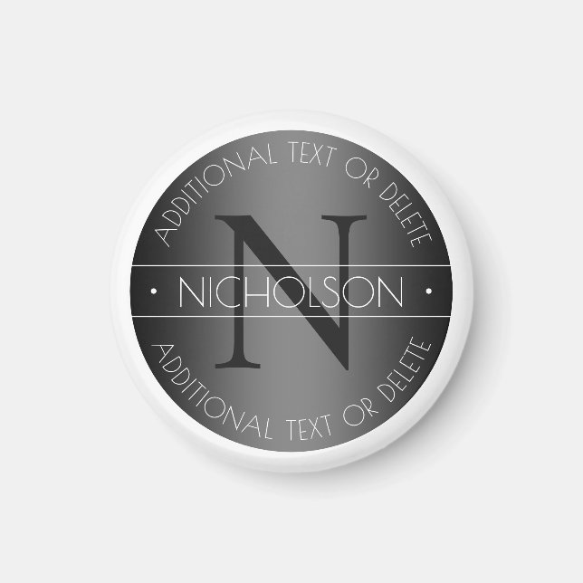Elegant Modern Monogram Black & White Shading Magnet (Front)