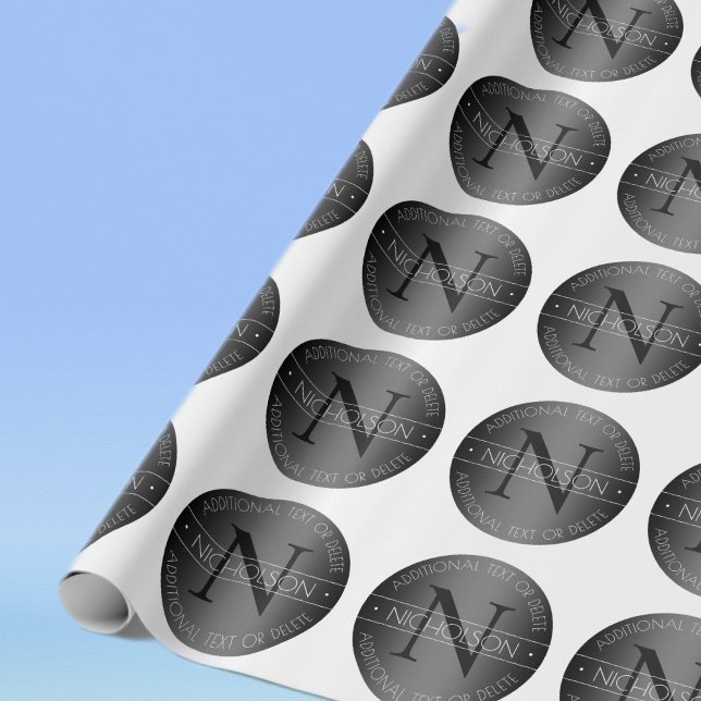 Elegant Modern Monogram Black & White Shading Wrapping Paper (Creator Uploaded)
