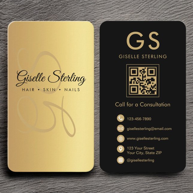 Elegant Modern Monogram Business Branding QR Code Business Card (Creator Uploaded)