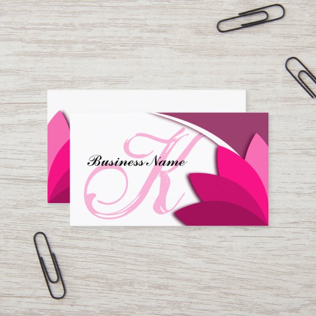 Elegant Modern Monogram Business Card (Front/Back In Situ)
