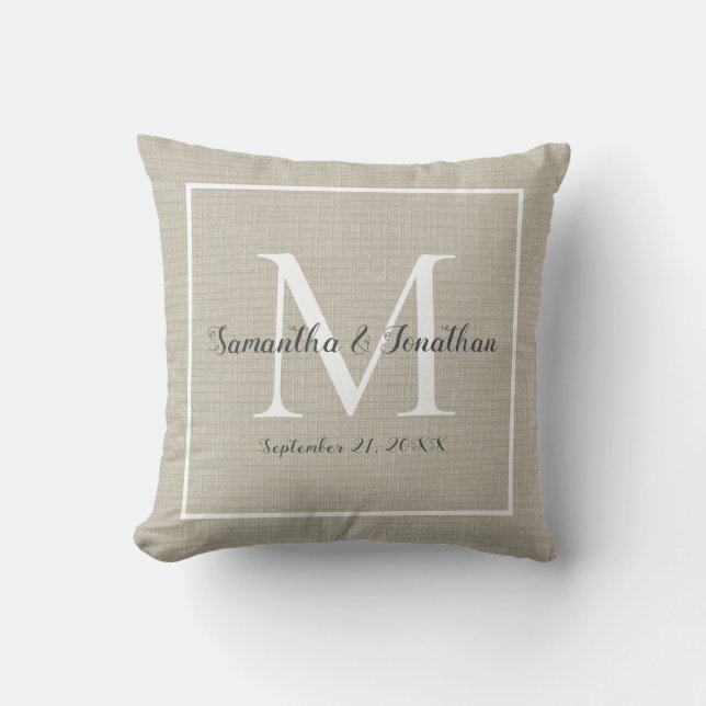 Elegant Modern Monogram Chic Wedding Keepsake Cushion (Front)