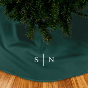 Elegant Modern Monogram   Christmas Green Brushed Polyester Tree Skirt