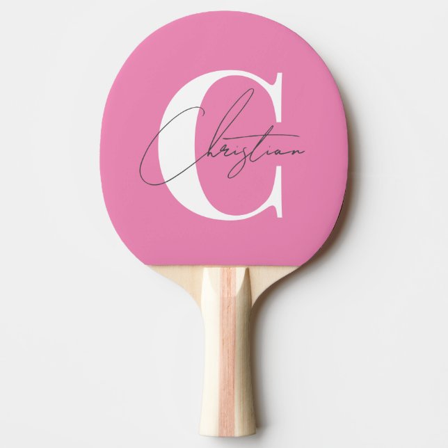 Elegant Modern Monogram Classic Pink Ping Pong Paddle (Front)