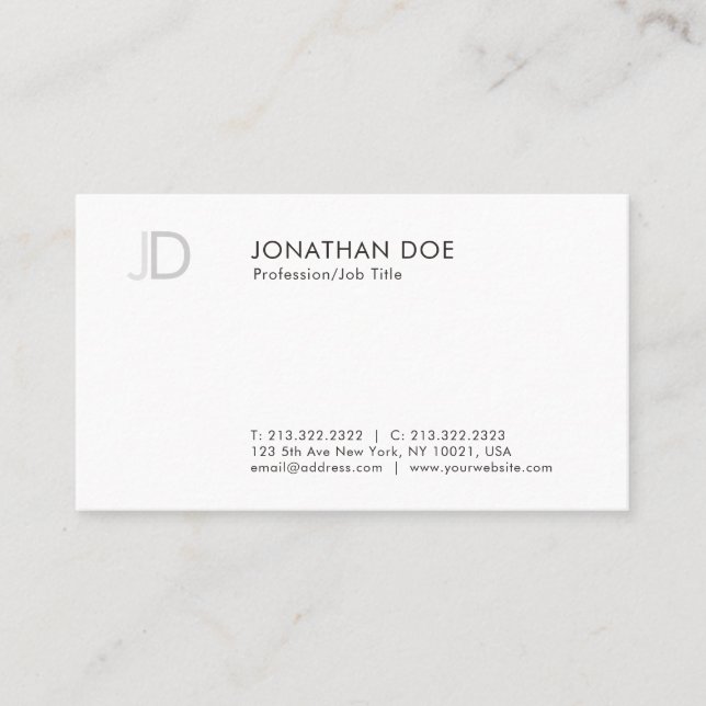 Elegant Modern Monogram Cool Template Professional Business Card (Front)