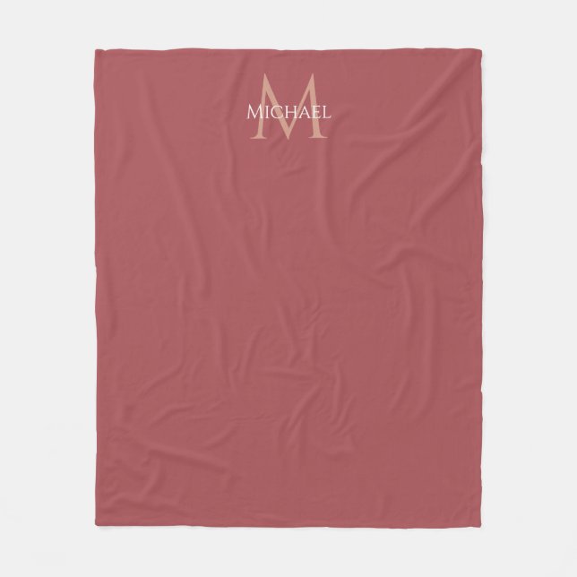 Elegant Modern Monogram Custom Template Rose Home Fleece Blanket (Front)