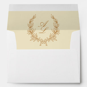 Elegant Modern Monogram Floral Wreath Wedding Envelope
