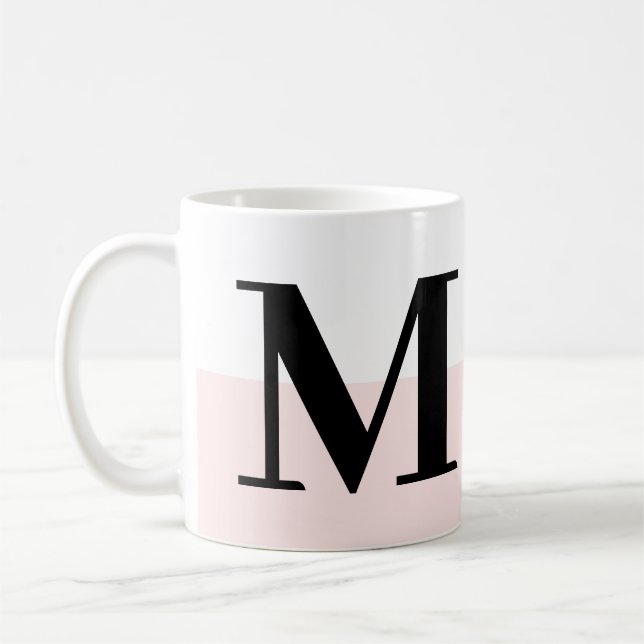 Elegant Modern Monogram Gift Blush Pink Coffee Mug (Left)