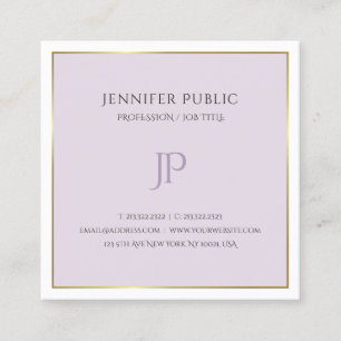 Elegant Modern Monogram Gold Purple Trendy Plain Square Business Card