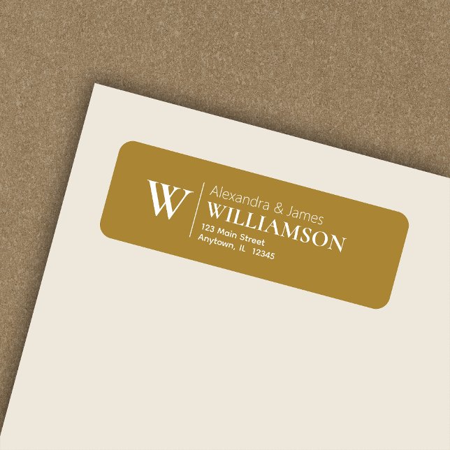 Elegant Modern Monogram Gold Return Address (Creator Uploaded)