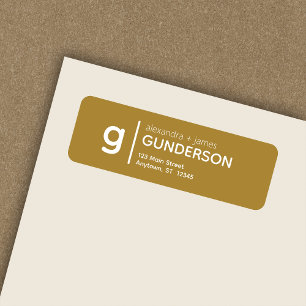 Elegant Modern Monogram Gold Return Address