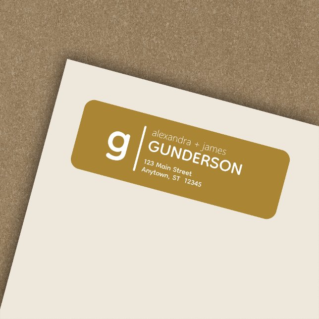 Elegant Modern Monogram Gold Return Address (Creator Uploaded)