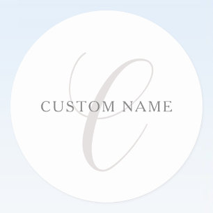 Elegant Modern Monogram   Grey & White (editable) Classic Round Sticker