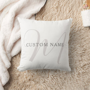 Elegant Modern Monogram Grey & White (editable) Cushion