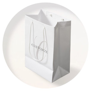 Elegant Modern Monogram Grey & White (editable) Medium Gift Bag