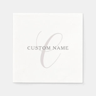 Elegant Modern Monogram Grey & White (editable) Napkin