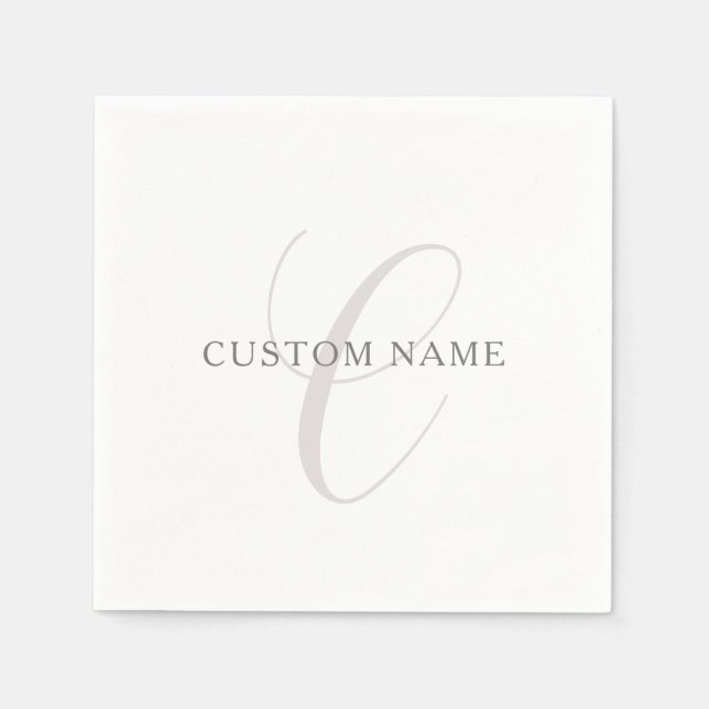 Elegant Modern Monogram | Grey & White (editable) Napkin (Front)
