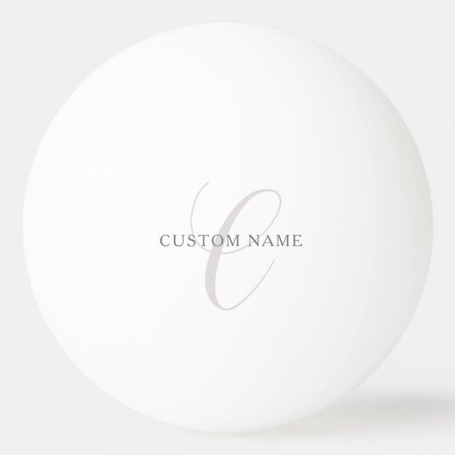 Elegant Modern Monogram | Grey & White (editable) Ping Pong Ball (Front)