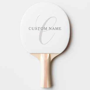 Elegant Modern Monogram Grey & White (editable) Ping Pong Paddle