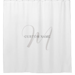 Elegant Modern Monogram   Grey & White (editable) Shower Curtain