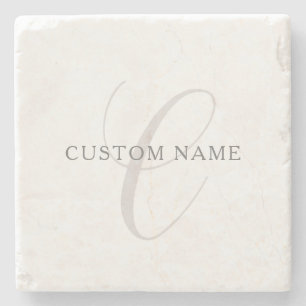 Elegant Modern Monogram   Grey & White (editable) Stone Coaster
