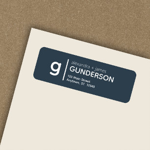 Elegant Modern Monogram Indigo Blue Return Address