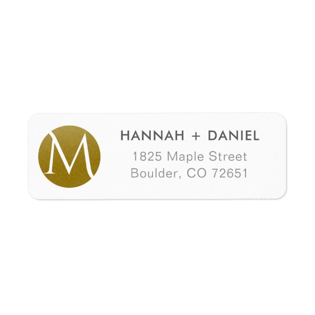 Elegant Modern Monogram Initial Return Address (Front)