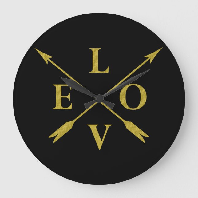 Elegant Modern Monogram Love Large Clock (Front)
