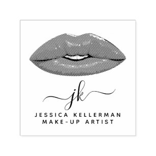 Elegant & Modern Monogram Minimalist Kiss Lip  Self-inking Stamp