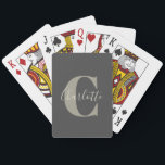 Elegant Modern Monogram Name in Black Grey Playing Cards<br><div class="desc">Simple Personalised Monogram and Name in Black Grey Playing Cards</div>