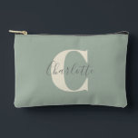 Elegant Modern Monogram Name in Sage Green   Accessory Pouch<br><div class="desc">Elevate your essentials with this chic sage green accessory pouch, featuring a sophisticated monogram and name design. Perfect for keeping your small items organised and stylish, it offers a sleek, minimalist look with a personal touch. Ideal for daily use or as a thoughtful gift, this pouch blends functionality with elegance,...</div>