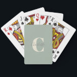 Elegant Modern Monogram Name in Sage Green Playing Cards<br><div class="desc">Simple Personalised Monogram and Name in Sage Green Playing Cards</div>