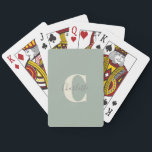 Elegant Modern Monogram Name in Sage Green Playing Cards<br><div class="desc">Simple Personalised Monogram and Name in Sage Green Playing Cards</div>