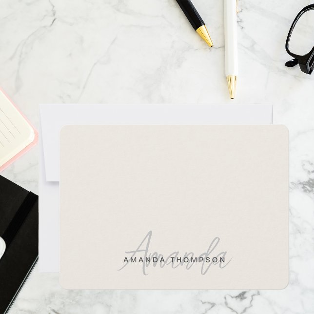 Elegant Modern Monogram Personalised With Name Card (Creator Uploaded)