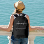 Elegant Modern Monogram Personalised With Name Printed Backpack<br><div class="desc">Introducing the Elegant Modern Monogram Personalised With Name Printed Backpack, a sleek and stylish accessory featuring a cool script name design. This versatile backpack is perfect for employees, staff, and coworkers, serving as a laptop bag with a modern, clean, and minimalist aesthetic. The backpack is adorned with a monogrammed design,...</div>