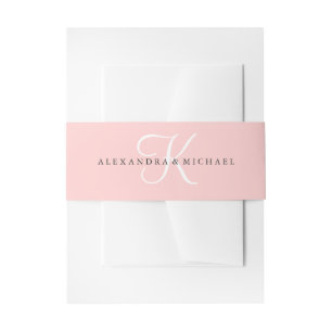 Elegant Modern Monogram Pink Invitation Belly Band