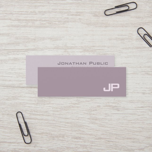 Elegant Modern Monogram Plain Luxury Salon Mini Business Card (Front/Back In Situ)
