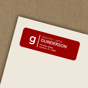 Elegant Modern Monogram Red Return Address