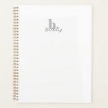 Elegant Modern Monogram Script Name  Planner<br><div class="desc">Simple,  modern monogram stationery with bold lower case monogram initial in soft grey and script name in black. Personalise with your own colours and name.</div>