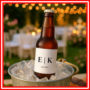 Elegant Modern Monogram Simple Wedding Beer Bottle Label