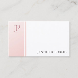 Elegant Modern Monogram Trendy Blush Pink White Business Card