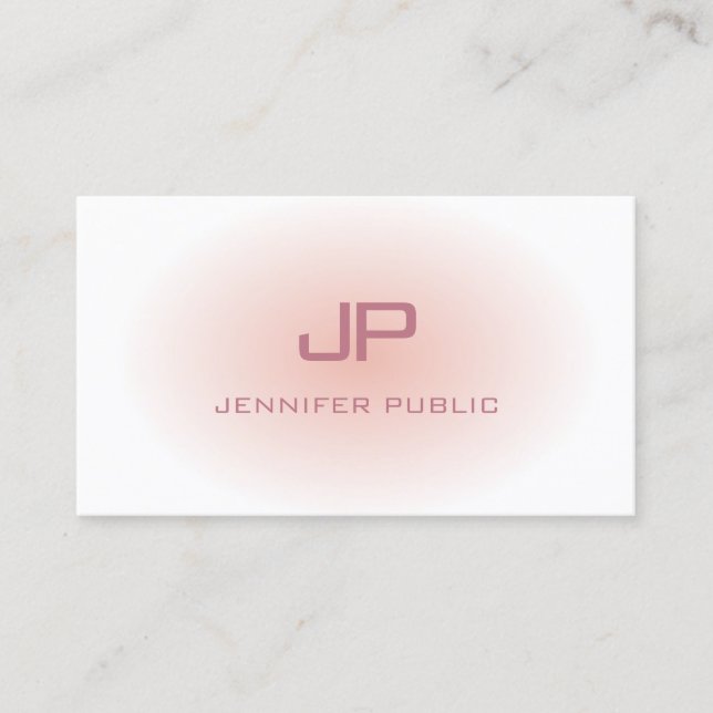 Elegant Modern Monogram Trendy Blush Pink White Business Card (Front)