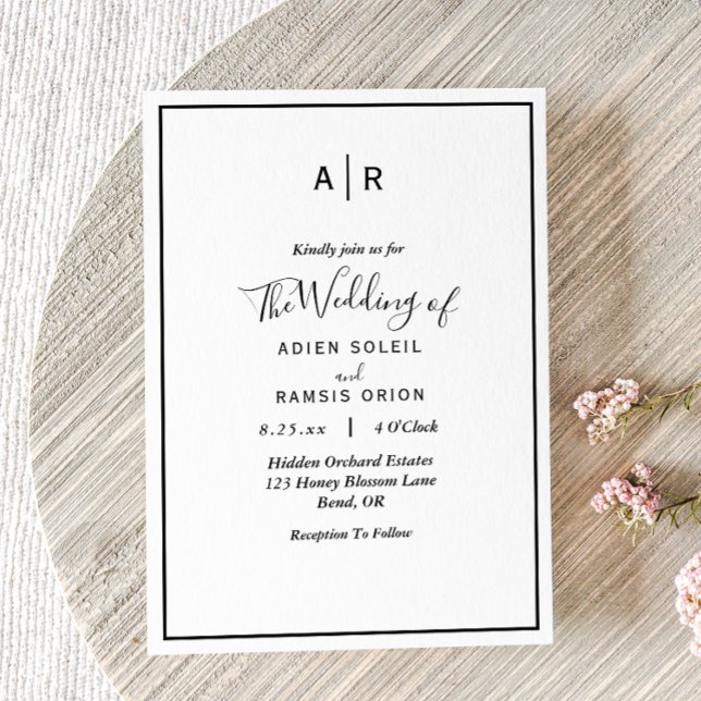 Elegant Modern Monogram Wedding Invitation (Creator Uploaded)