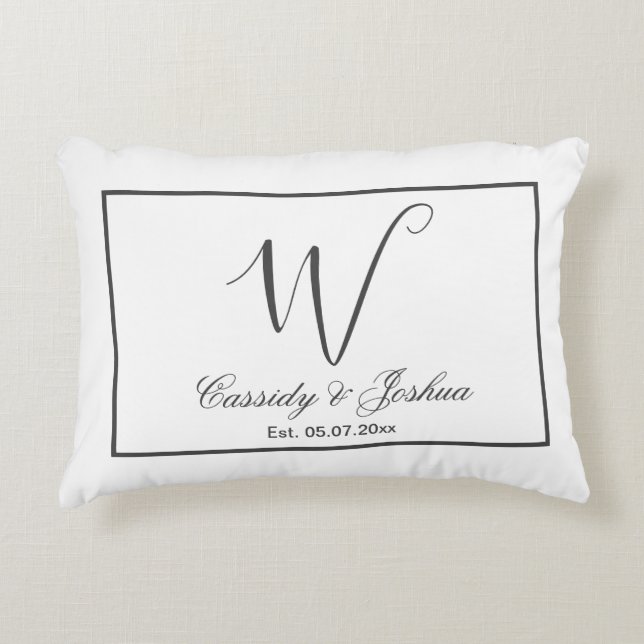 Elegant modern monogram wedding keepsake gift decorative cushion (Front)