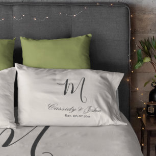 Elegant modern monogram wedding keepsake gift pillowcase