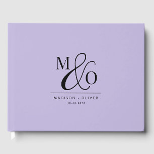 Elegant Modern Monogram Wedding Lavender Guest Book