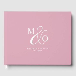 Elegant Modern Monogram Wedding Pink Guest Book