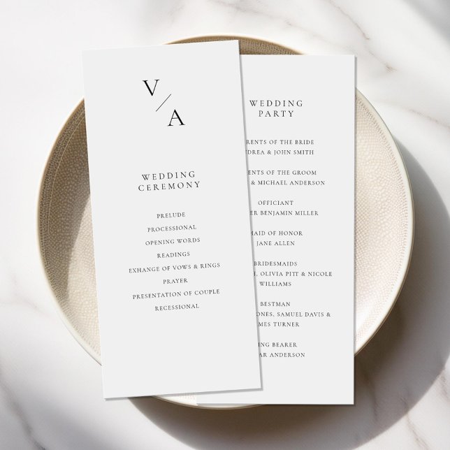 Elegant Modern Monogram Wedding Program (Creator Uploaded)