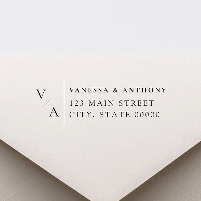 Elegant Modern Monogram Wedding Return Address Self-inking Stamp (Creator Uploaded)