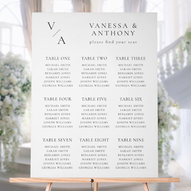 Elegant Modern Monogram Wedding Seating Chart (Creator Uploaded)