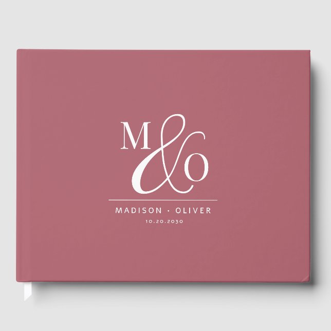 Elegant Modern Monogram Wedding Terracotta Guest Book (Front)